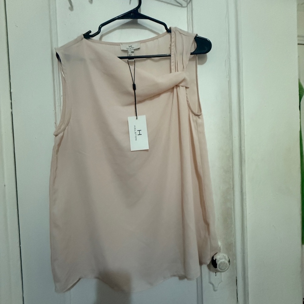 NWT H by Halston Ivory Sleeveless Top/SZ M
